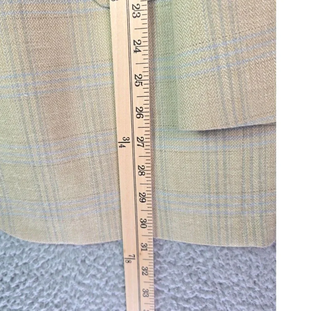 Tom James Innocenti Oro Mens Sport Coat 40R Pale Yellow Blue Plaid Tailored